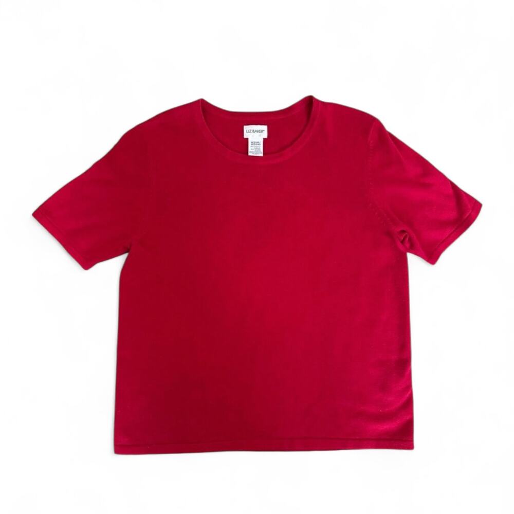 Vintage red cropped sweater tee blouse size Medium